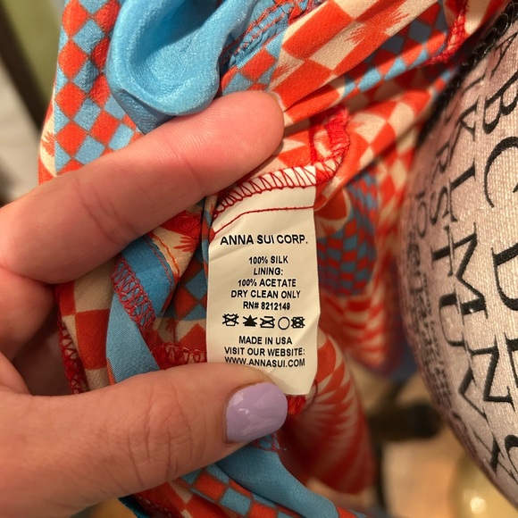 Anna Sui- Vintage Red and Blue Geometric Dress - Picture 6 of 6